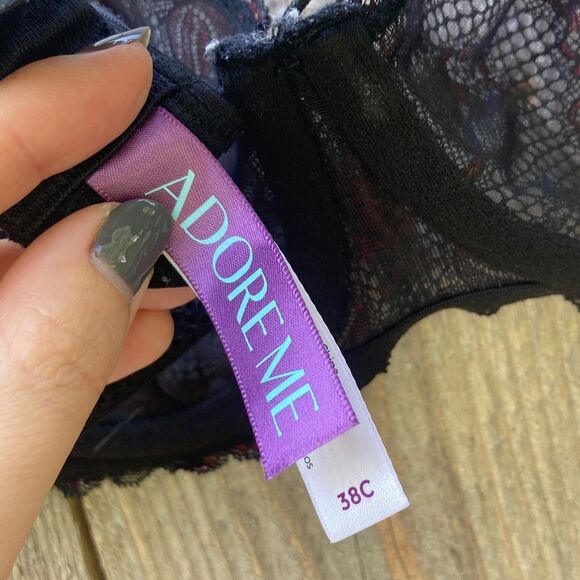 Adore Me Lace Underwire Bra- Red/black - Picture 6 of 7